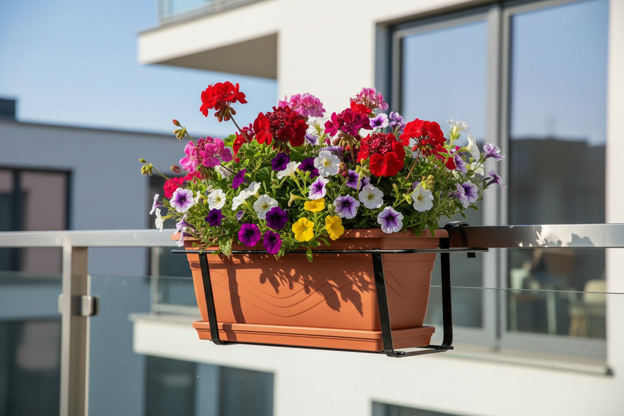 Balconiera fissa (Fioriera) portavaso rettangolare in 3 diverse misure