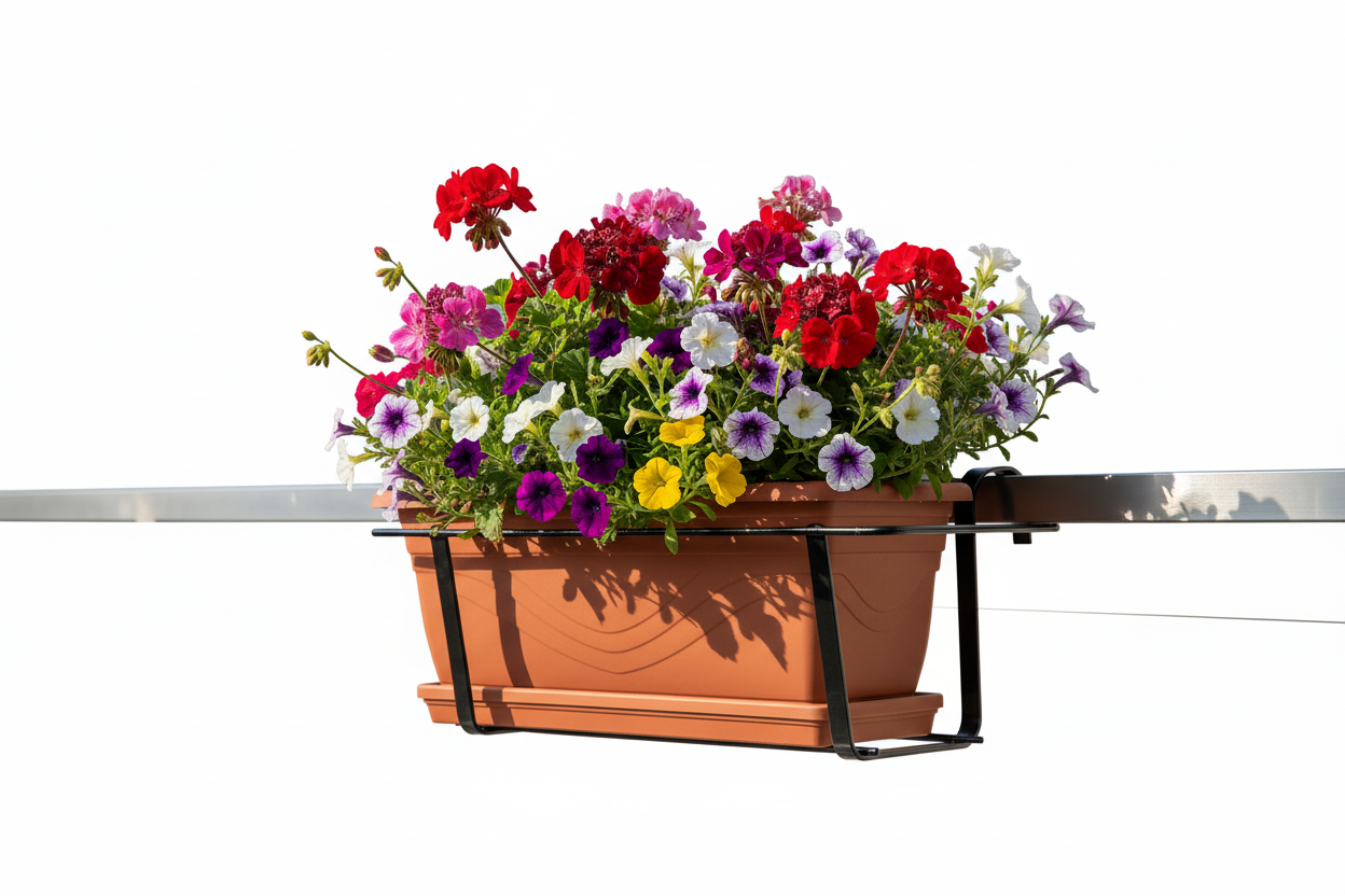 Balconiera fissa (Fioriera) portavaso rettangolare in 3 diverse misure